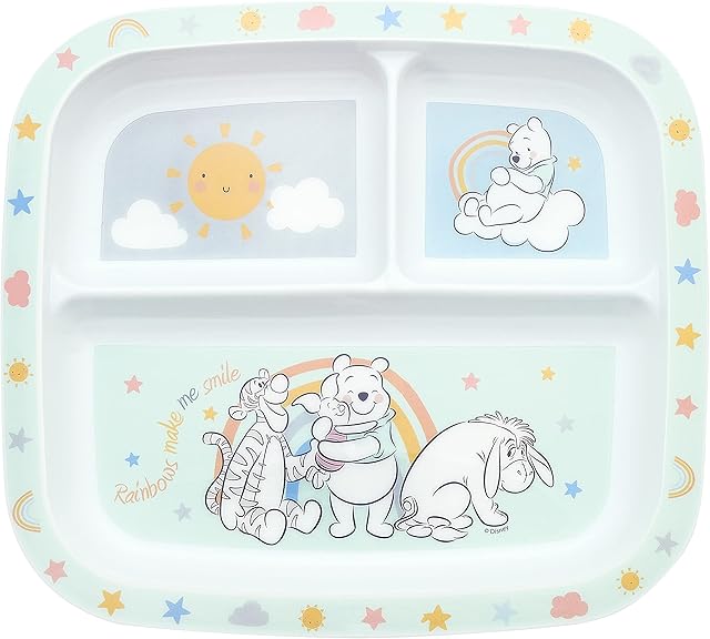 Disney - Winnie the Pooh Childrens Divided Sections Dinner Plate, 3 Sections