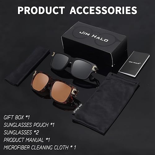 Miniatura 7 de JIM HALO Gafas de sol polarizadas para hombres y mujeres, gafas de sol clásicas retro cuadradas para conducir, pescar, protección UV400