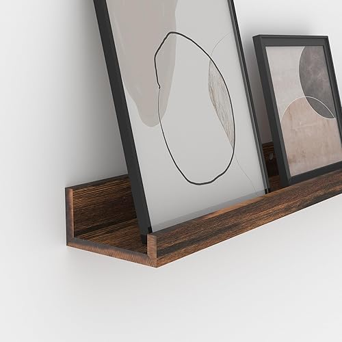 Vista 5 de Giftgarden 47 Inch Long Floating Shelves for Wall Set of 5, Rustic Wood Wall Shelves for Bathroom, Bedroom, Kitchen, Living Room Storage and