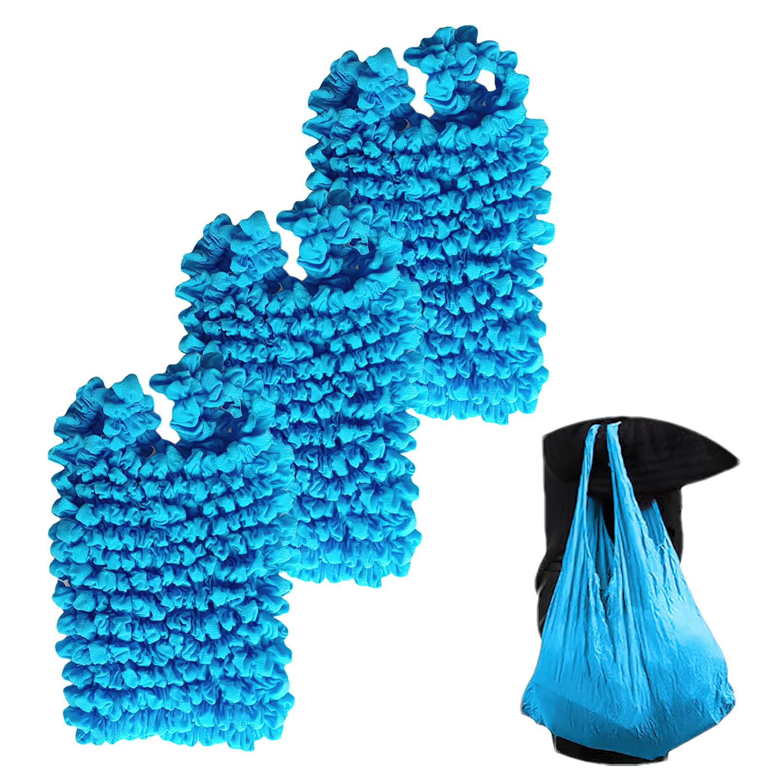 Anopo Magic Stretch Shopping Bag 3 Pack Reusable Grocery Bag for Stroage Foldable Packable Tote Shoulder Bag Blue