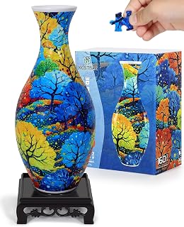 3D Puzzle Vase, 160 PCS No Glue Required UV Printing 3D Puzzles for Adults | Instructions Included Puzzle Vase with Flowers, House Warming Gifts