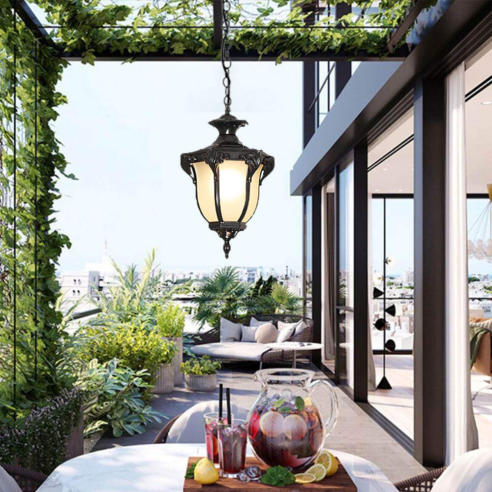 Lampada A Sospensione Vintage Per Esterno - Vetro E Alluminio, Impermeabile, Con Luce E27 - Foto 11