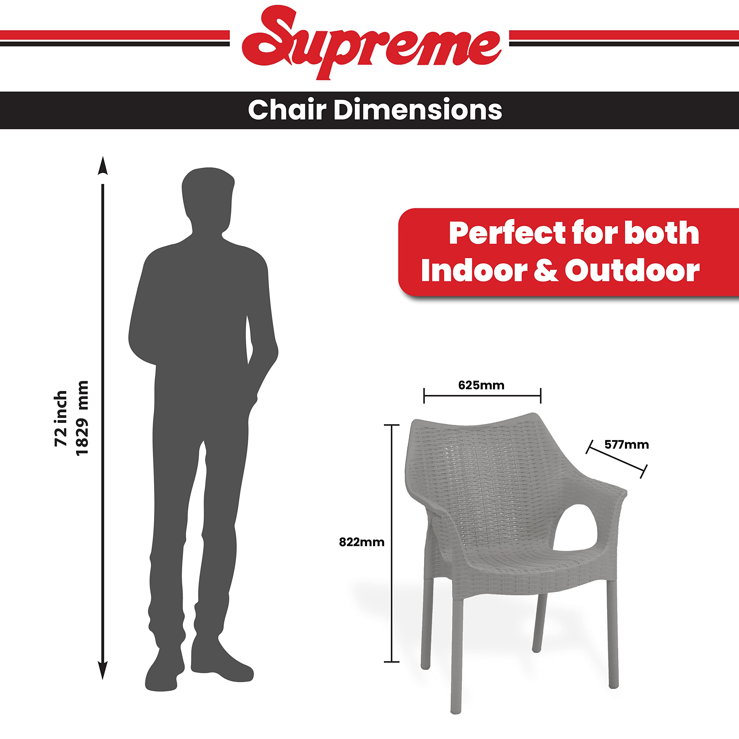 Supreme chairs Cambridge Heavy Plastic Chair | Oversized Arm Chair for Garden and Outdoor | 250Kg Weight Bearing Capacity | 6 Months Warranty (Champagne) | Set of 2 Chairs 4