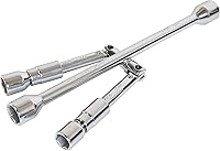 JACKBOSS 14-Inch Folding 4-Way Lug Wrench - SAE & Metric Sizes, Heavy Duty Chrome Steel Tire Tool for Cars & Trucks