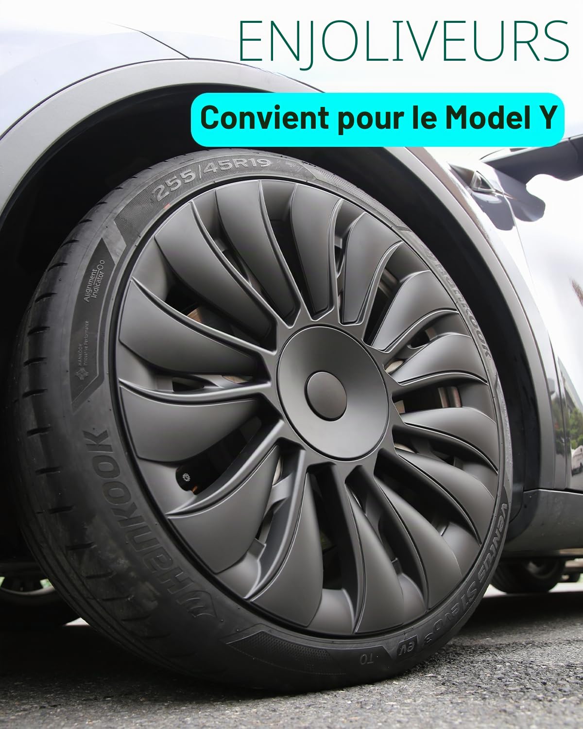 Couvre-moyeux de 19 pouces pour modèle Y, ensemble de 4 protège-moyeux de remplacement, compatibles avec Tesla modèle Y (sans distinction entre gauche et droite)