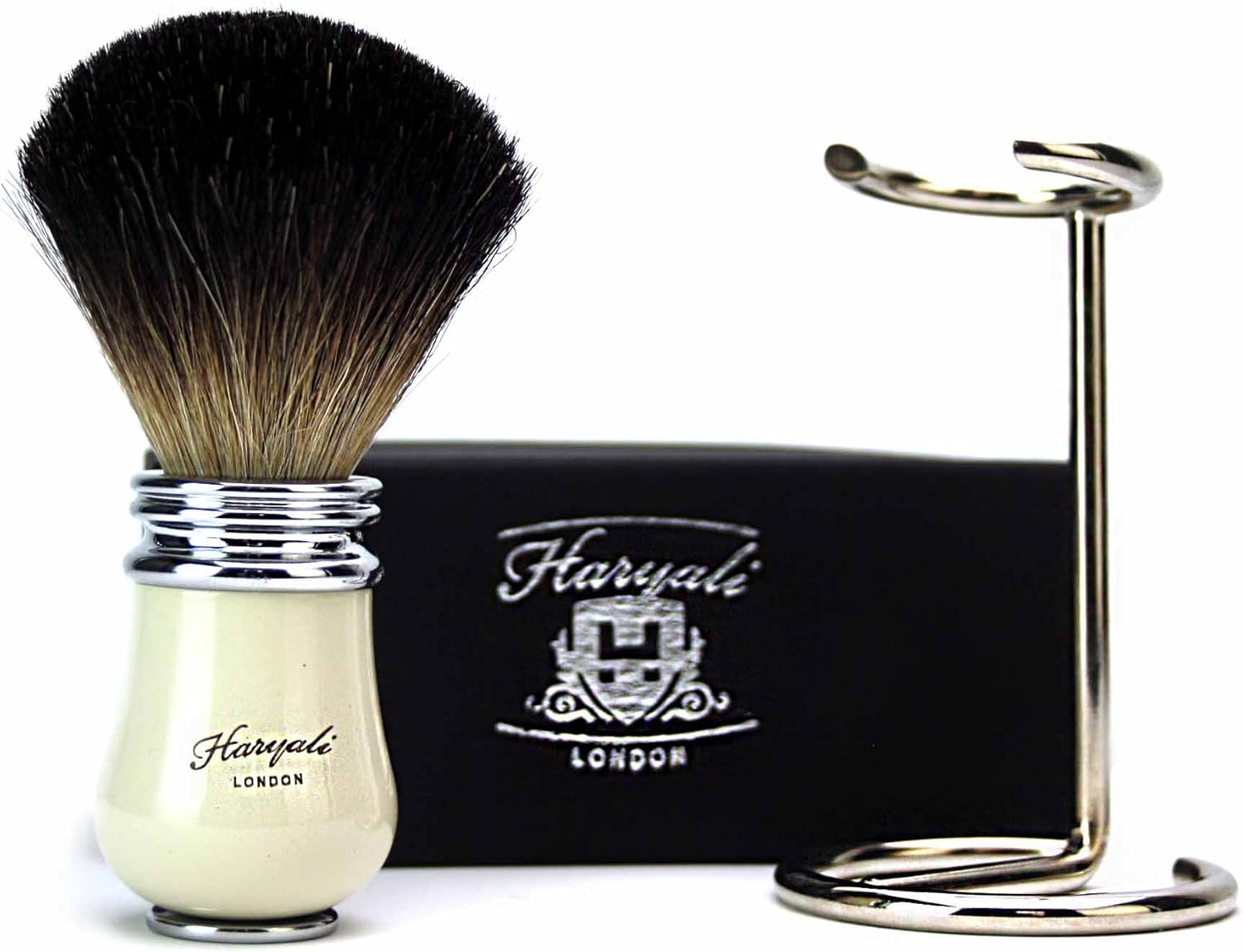 Men Pure Badger Hair Shaving Brush in Ivory Handle with Brush Stand for Wet shavers