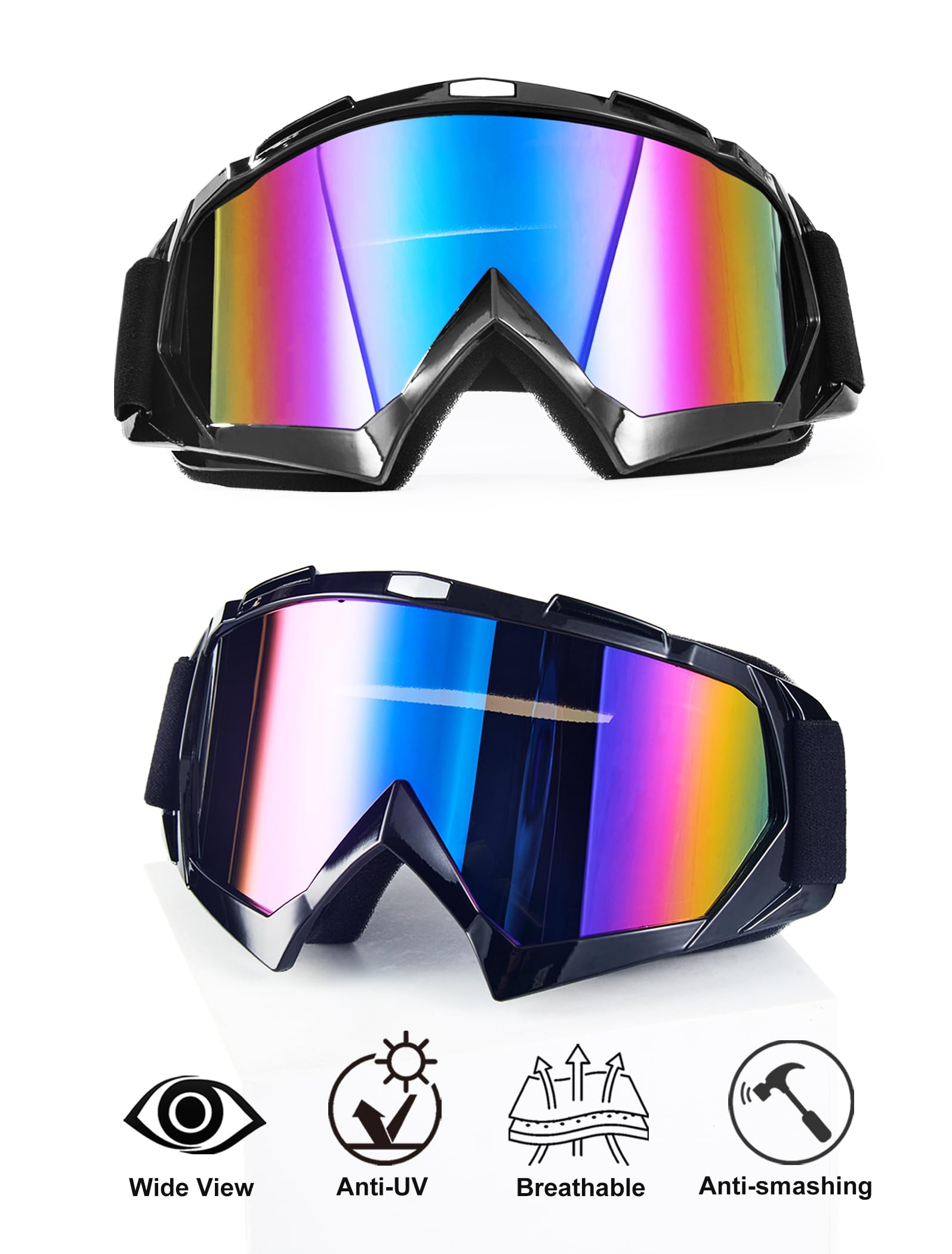 2 occhiali da motocross moto ATV equitazione antipolvere antivento Off Road Racing MX quattro ruote occhiali