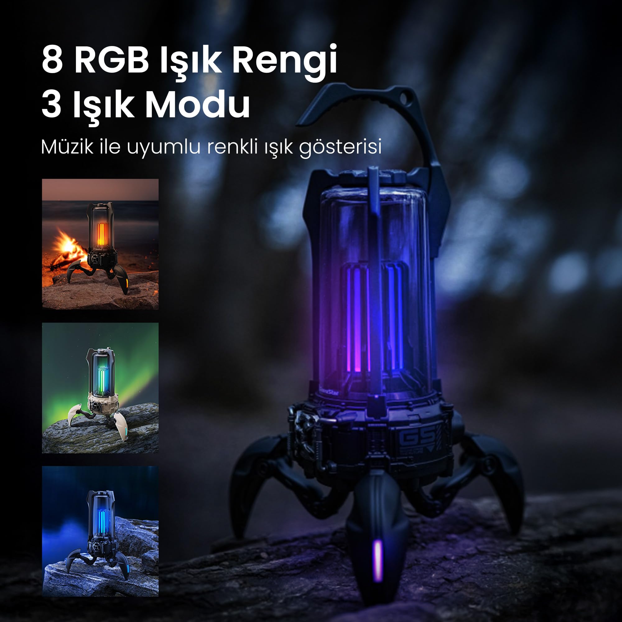 Gravastar Süpernova 25W Bluetooth Hoparlör, Taşınabilir Stereo Ses Bombası, RGB Işıklı, 2 Adet (Siyah)