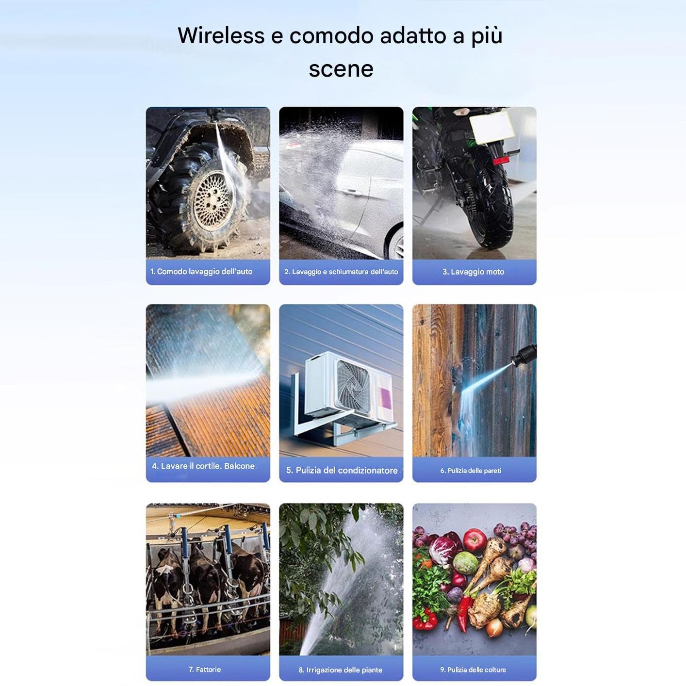 Hidrolimpiadora Portátil Inalámbrica Máquina de Limpieza Sin Cable 21V | Máquina De Riego Para Jardín Para Coche Jardín Entrada De Vehículos Terraza Patio Traspatio Industrial Comercial