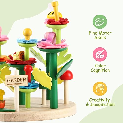 Miniatura 4 de Juguetes de construcción de jardín de flores de madera para niñas, kit de actividades educativas STEM preescolar para niños de 3, 4, 5, 6, 7 años,