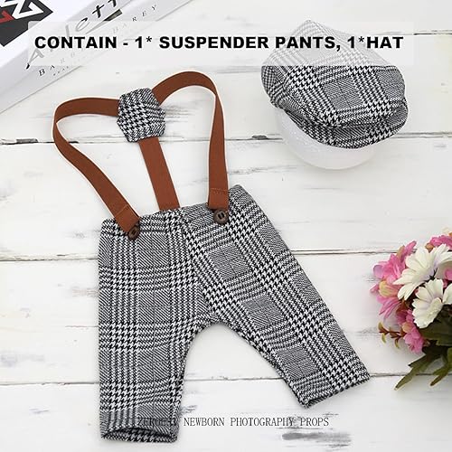 Miniatura 3 de Zeroest Accesorios de fotografía para bebé, recién nacido, sesión de fotos, traje de caballero para bebé, conjunto de traje de celosía (J-verde)