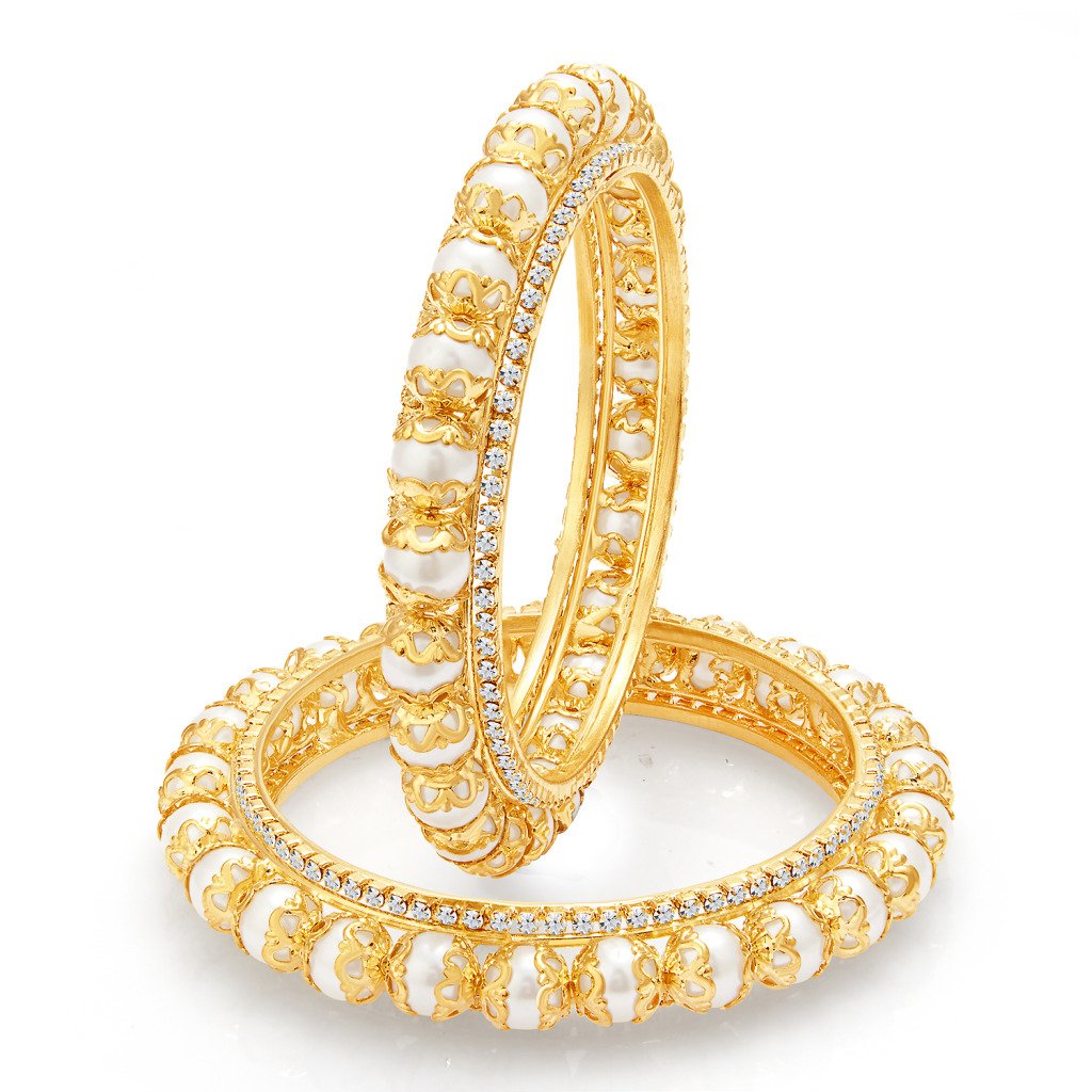 Sukkhi Shimmering Gold Plated Pearl Bangle For Women (B01AXOOMF6) Amazon Price History, Amazon Price Tracker