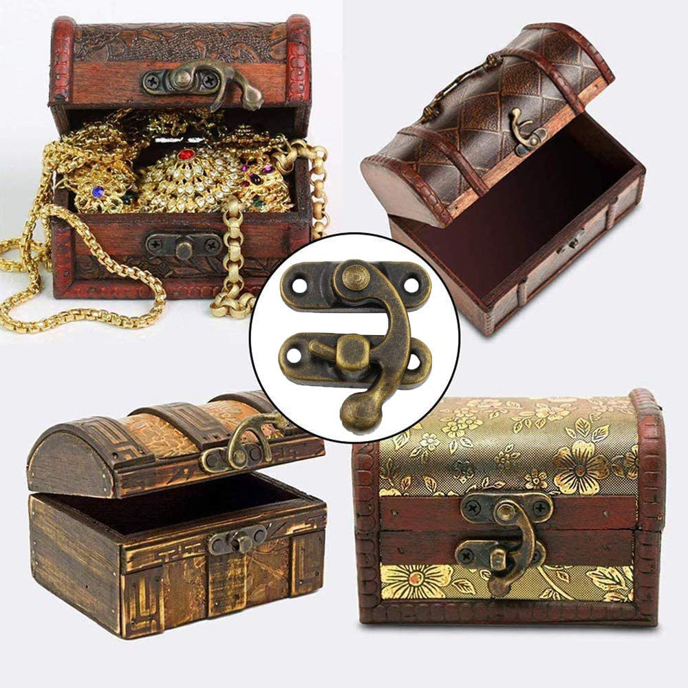 Antico Hasp di Bronzo, 20 Pezzi, per Scatola di Gioielli in Legno Decorativa