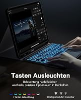 Earto iPad Air 11 Tok Billentyűzettel, 7 Szín Háttérvilágítás, QWERTY Touchpad, Fekete 5