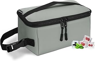 Cerbonny Small Lunch Bag, Mini Cooler Bag with Built-in Ice Packs, Insulated Lunch Box for Kids/Adult, Gray