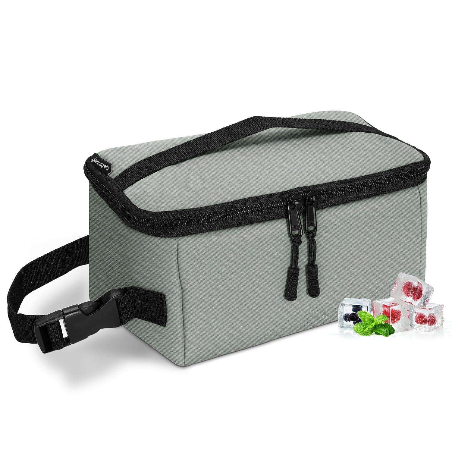 Cerbonny Small Lunch Bag, Mini Cooler Bag with Built-in Ice Packs, Insulated Lunch Box for Kids/Adult, Gray