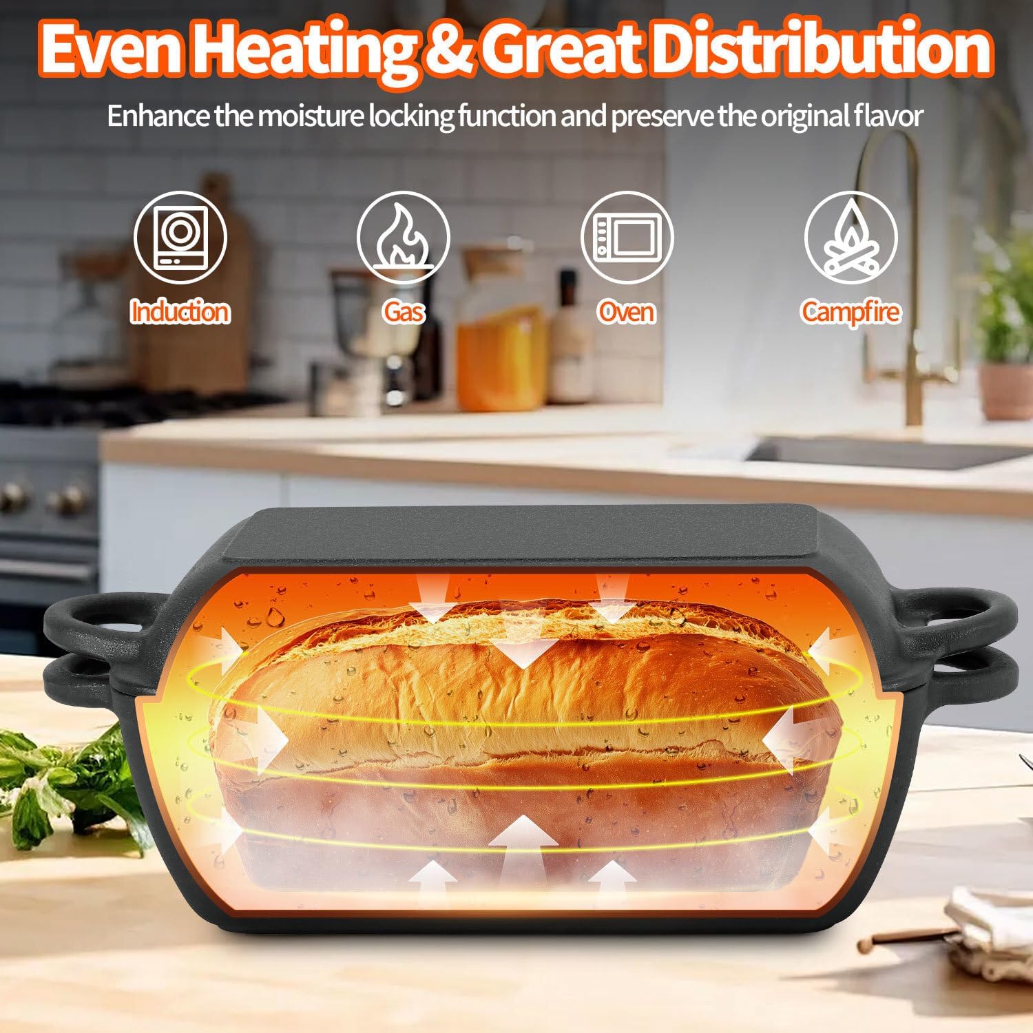 6.35 Qt Oval Cast Iron Dutch Oven for Bread Baking, Bread Baking Pan with Lid includes Bread Baking Supplies, Multi-Functional Sourdough Baking Kit for Frying and Braising - Image 4