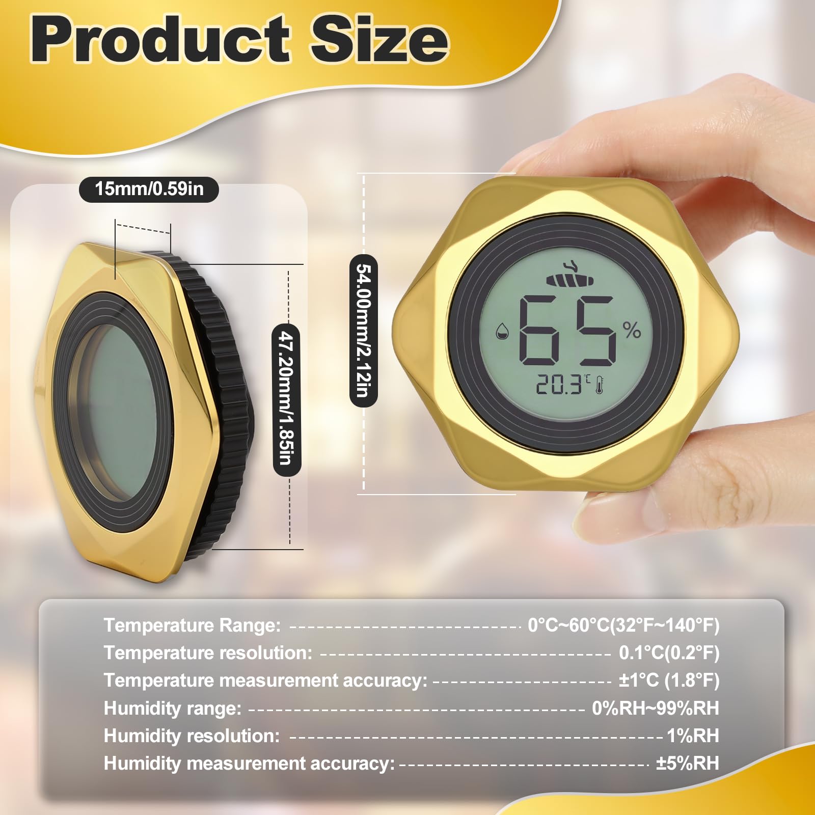 Thlevel Hygromètre Thermomètre Numérique LCD Indicateur Humidité Température pour Cave à Cigare