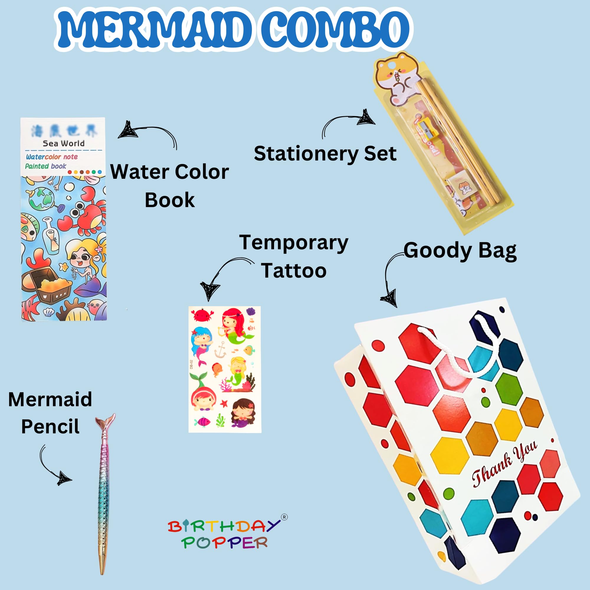 Birthday Popper 50 Pcs Mermaid Combo Pack as Birthday Return Gift for Girls of all Age Group 1