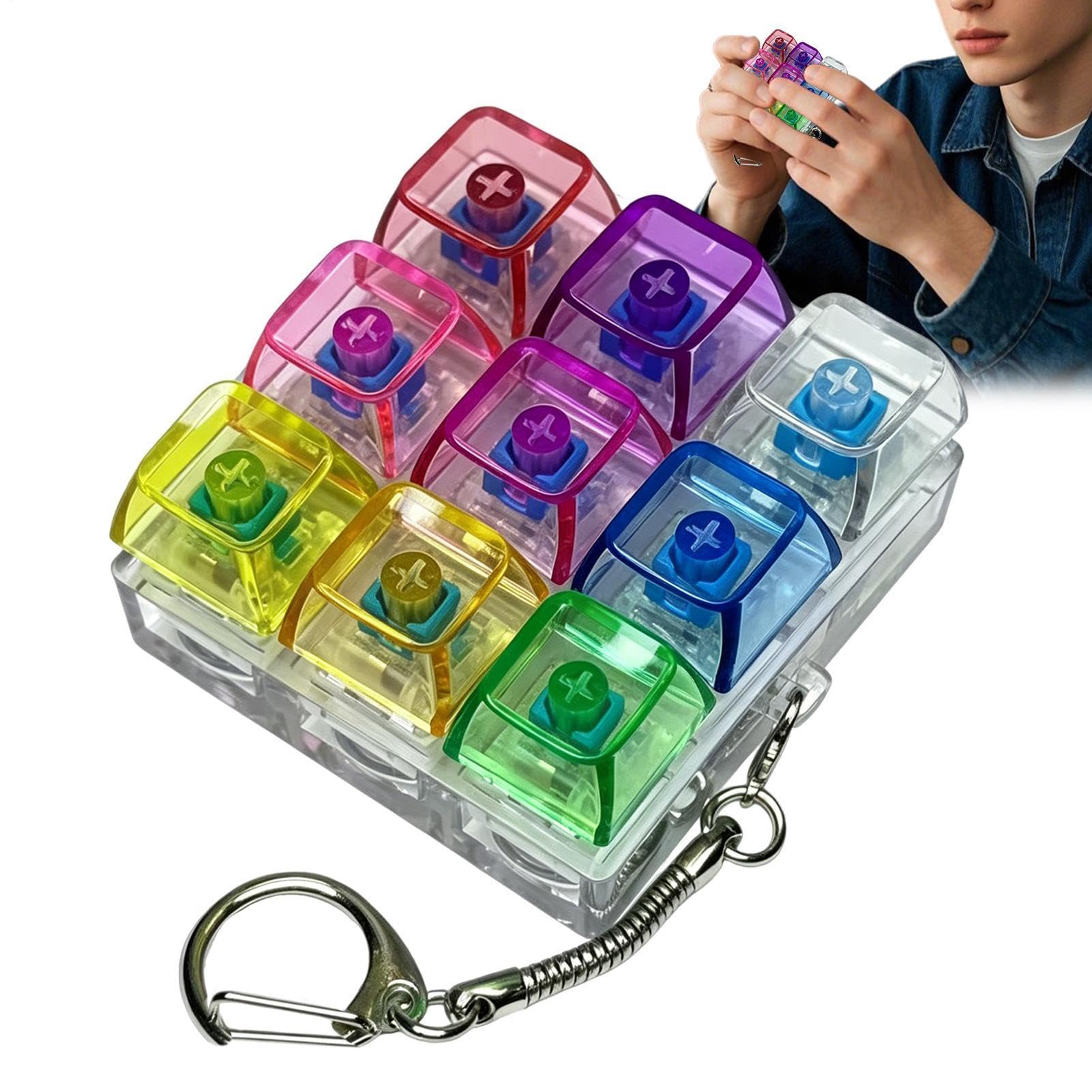 Klawiatura Fidget | 9 sensorycznych przycisków | Zabawka antystresowa z kliknięciem ze światłem, do szkoły pracy, domu, samochodu, samolotu, podróży, na imprezę