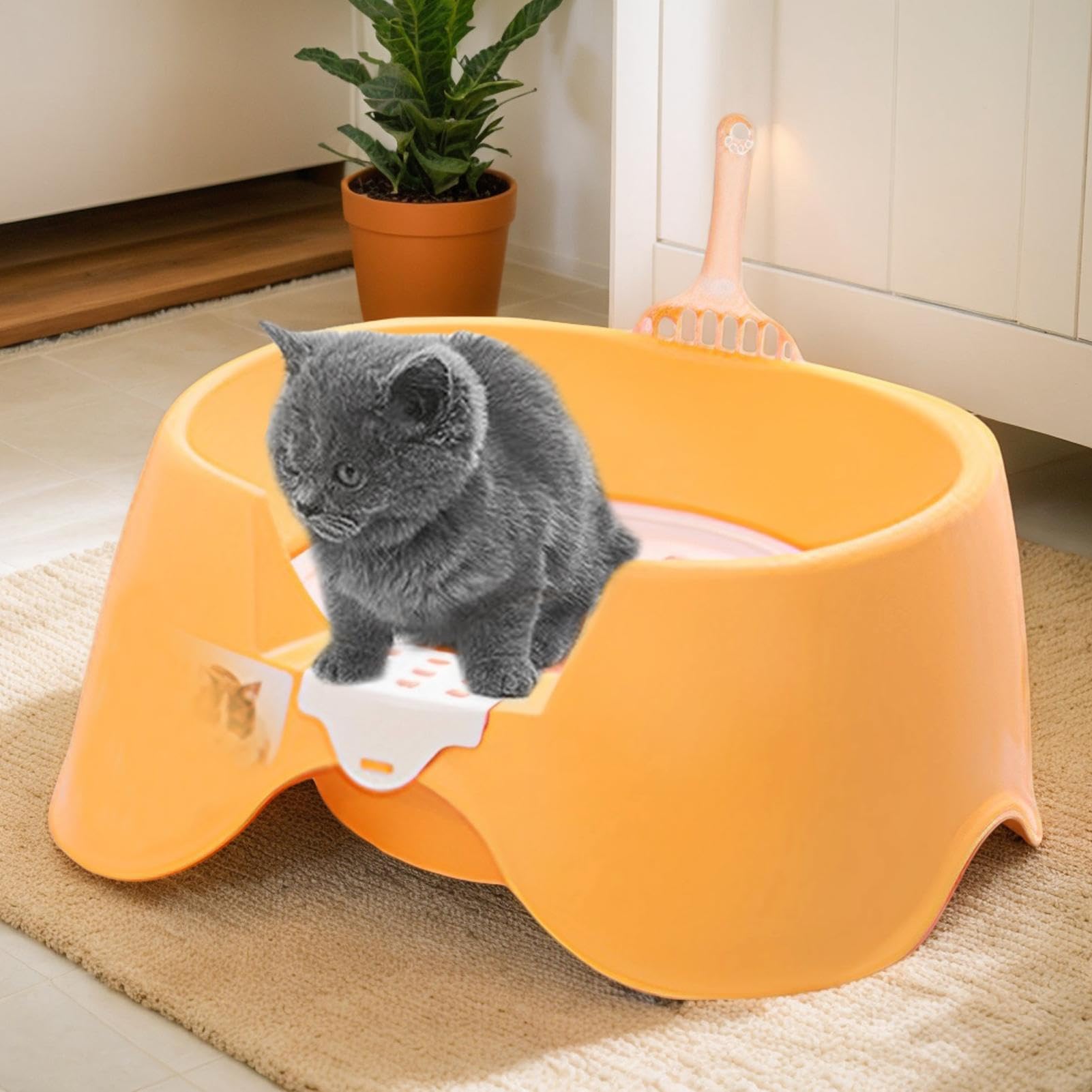Bac à Litière pour Chat Plateau pour litière | Plateau Ouvert à Bords Hauts pour Chaton, Chats de Grande Taille et Lapins - Idéal pour Maison, Petit Appartement, Magasin
