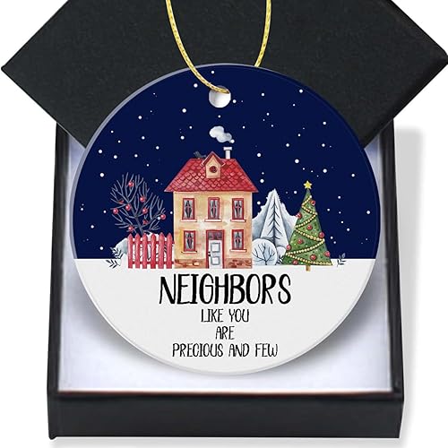 Regalos para vecinos, adornos de Navidad 2024 - Neighbors Like You are Precious and Few Keepsake Holiday Present Christmas Tree Decor Ornament Flat