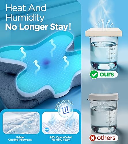 Miniatura 6 de Osteo Enjoy - Almohada cervical cervical para aliviar el dolor, contorno ergonómico en zonas que se adapta al dormir de lado, almohadas de espuma