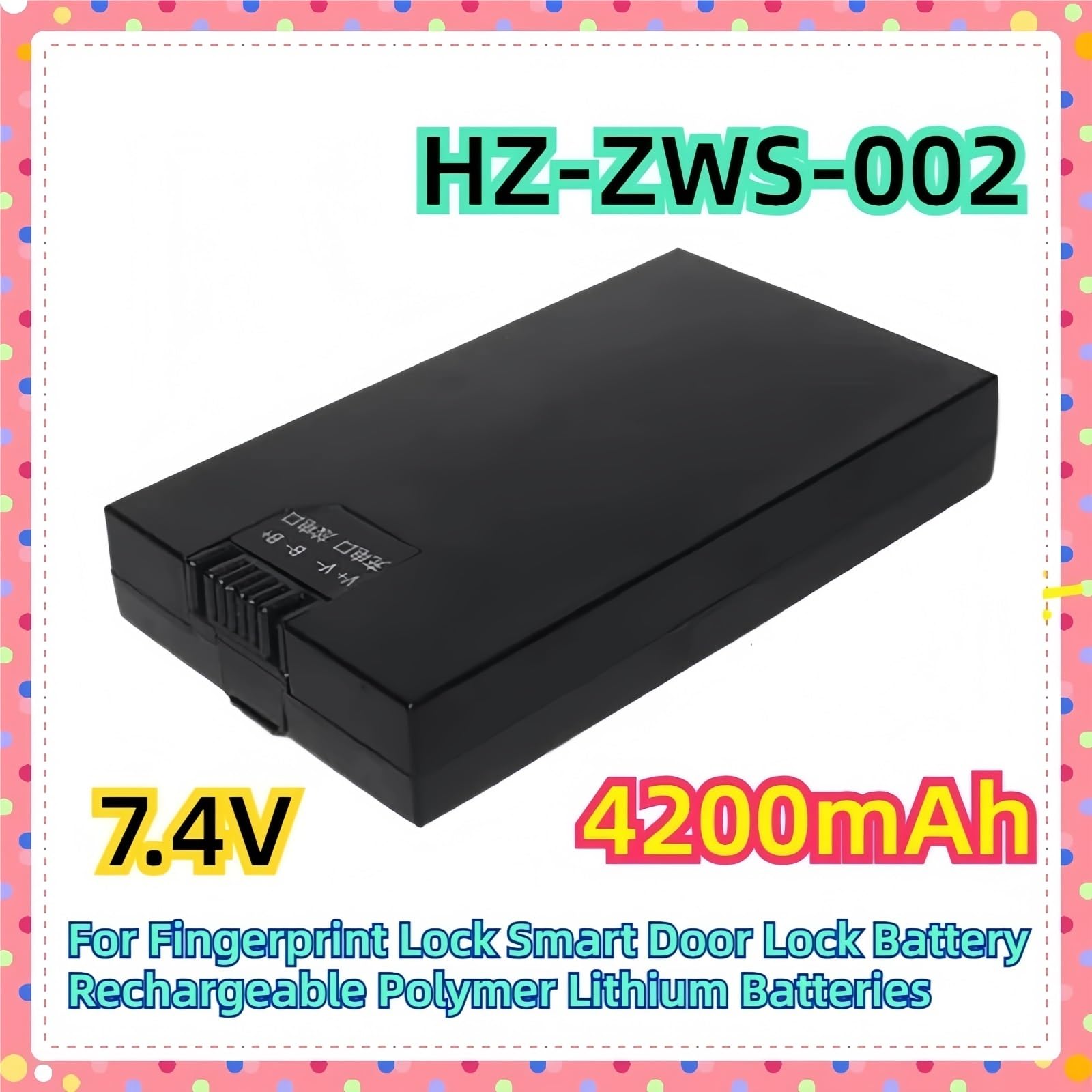 Batteria ricaricabile ai polimeri di litio da 7,4 V 4200 mAh for serratura intelligente, batteria for serratura con impronta digitale, alimentatore universale con cavo USB