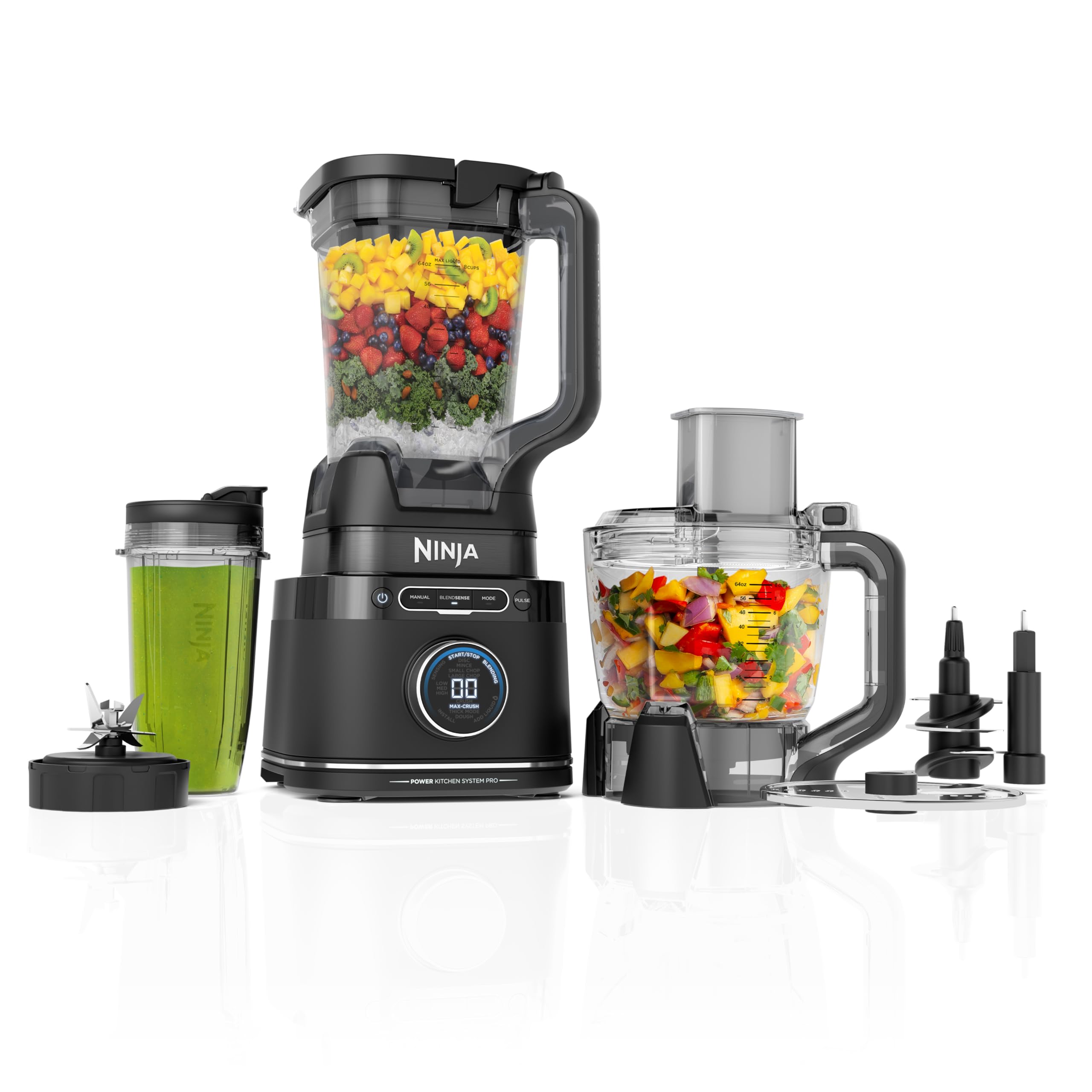 Kitchen System | All-in-One Food Processor & Blender | With 8-Cup Bowl & (1) 24 oz. To-Go Cup | For Smoothies, Cookie Dough, Salsas, Cole Slaw & More | 1800 Watt | Black | TB401
