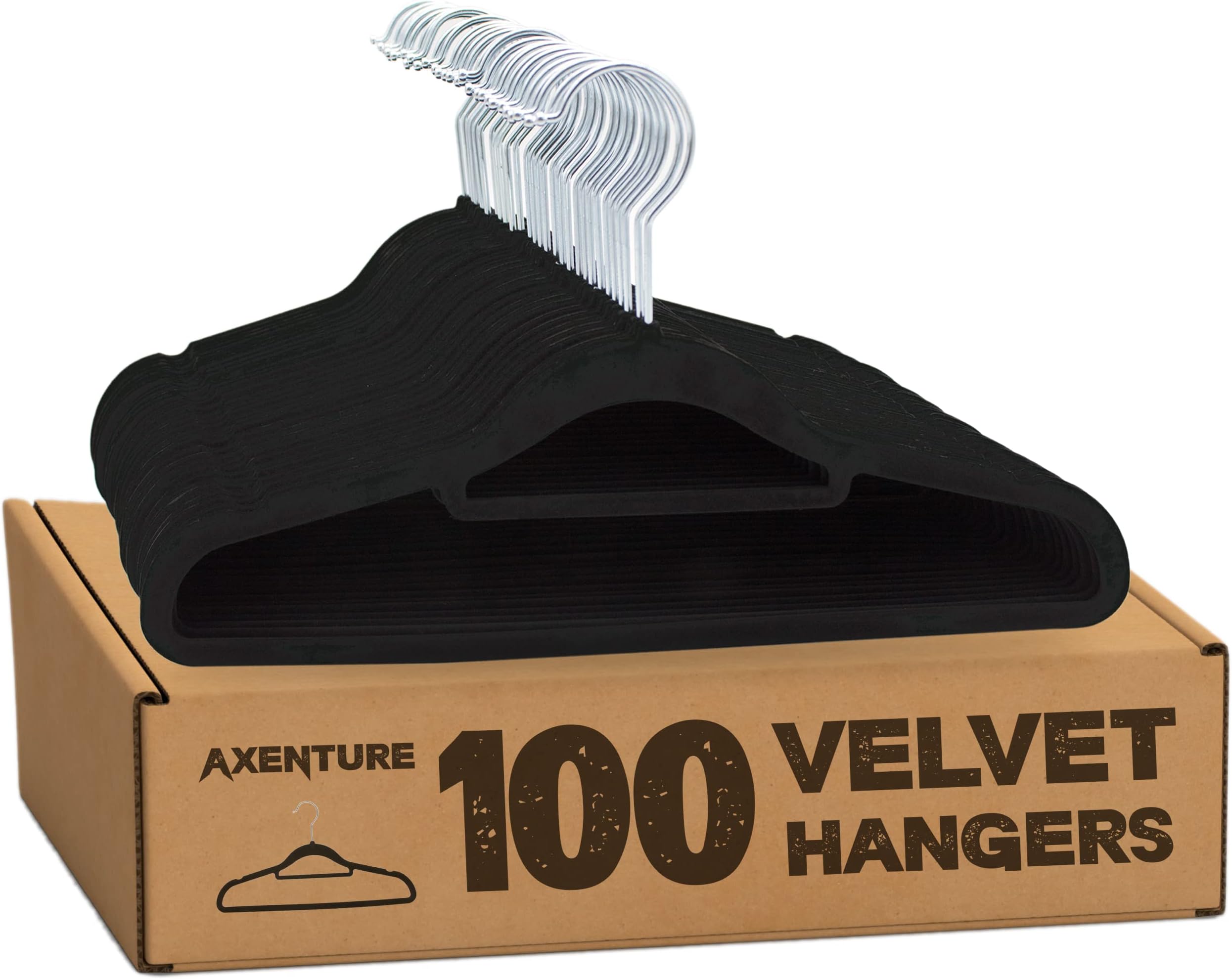 Non-Slip Velvet Suit Hangers 100 Pack - Ultra Thin Space Saving 360 Degree Swivel Hook Strong and Durable Clothes Hangers Hold Up-to 10 Lbs, for Coats, Jackets, Pants, Dress Clothes