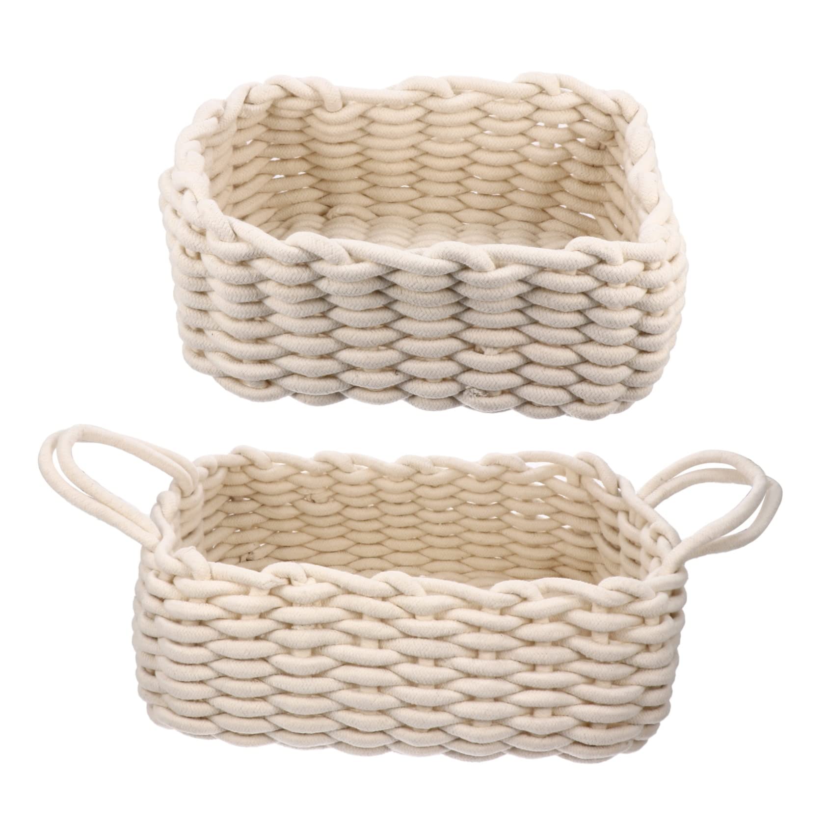 Panier de rangement coton tissé lot de 2 bacs pliables avec poignées pour snacks