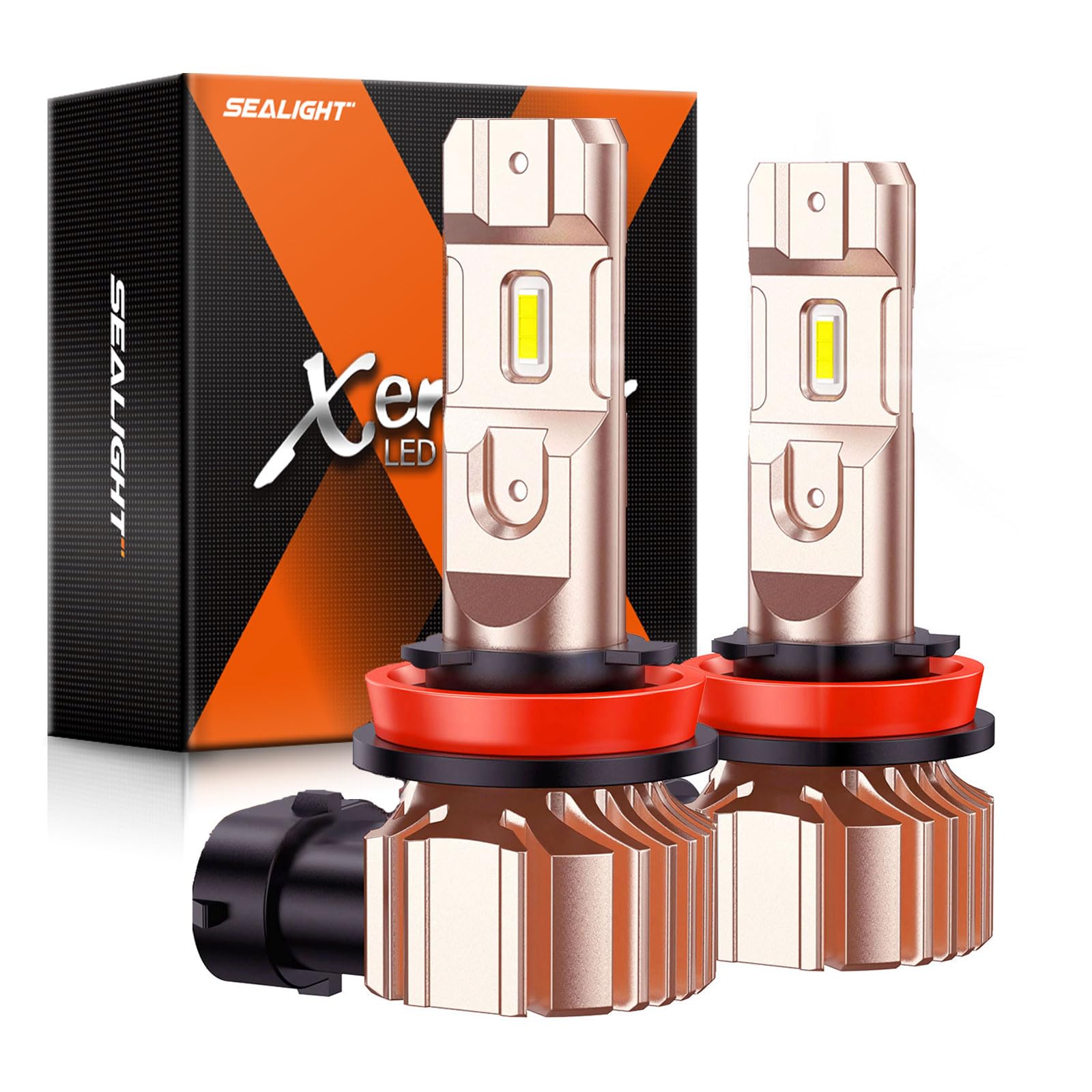 SEALIGHT H11 LED Fog Light Bulbs, 13000LM Strong Penetration H8/H16/H11 Fog Lights LED Bulbs Upgrade, 1:1 Size 6500K Cool White Fog Lights for Trucks Cars, Pack of 2