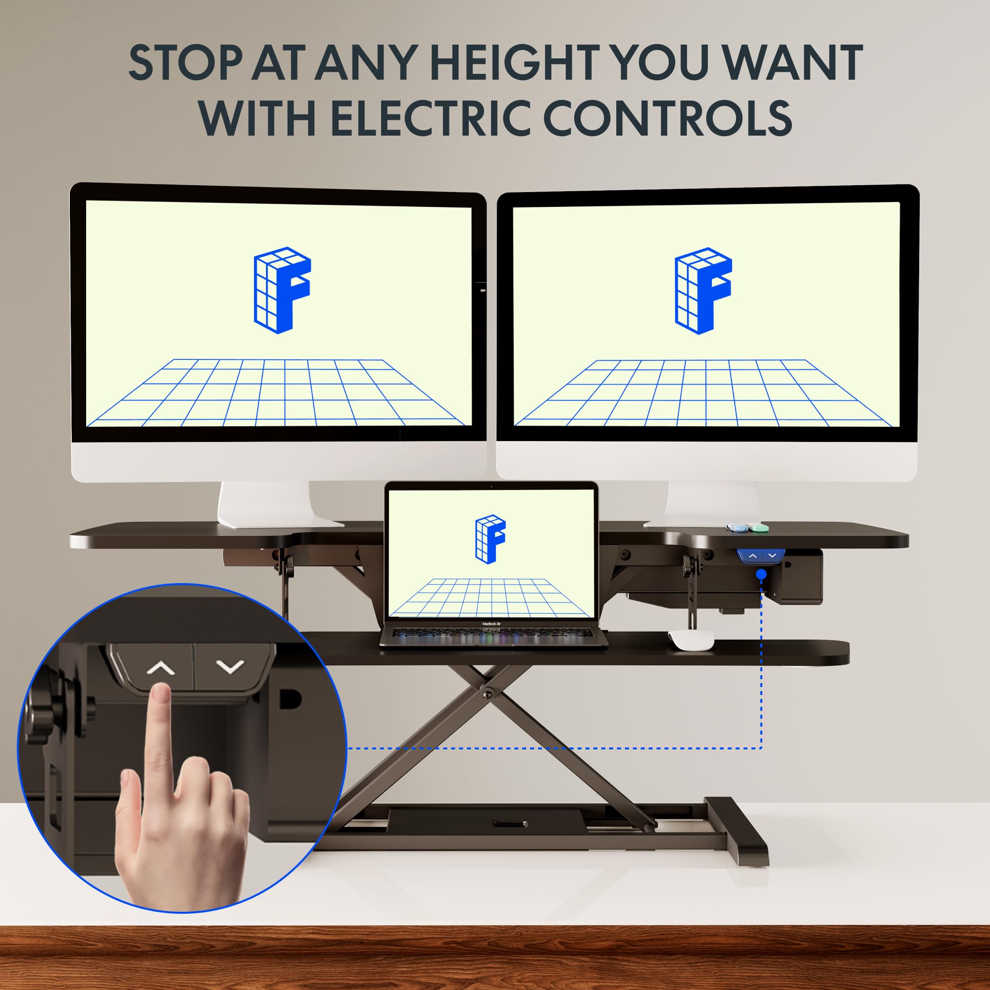 FLEXISPOT 42 inch Electric Motor Desk Converter Height Adjustable Motorized Stand up Desk Riser with Quick Release Keyboard — view 5