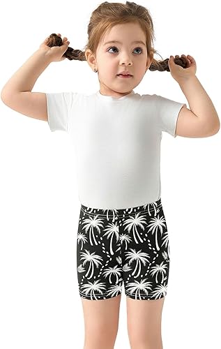 Footprint Tree Black Girls Bike Shorts Toddler Soft Cotton Under Dress Cartwheel Shorts(Multi-footprint Tree Black,10 Years)