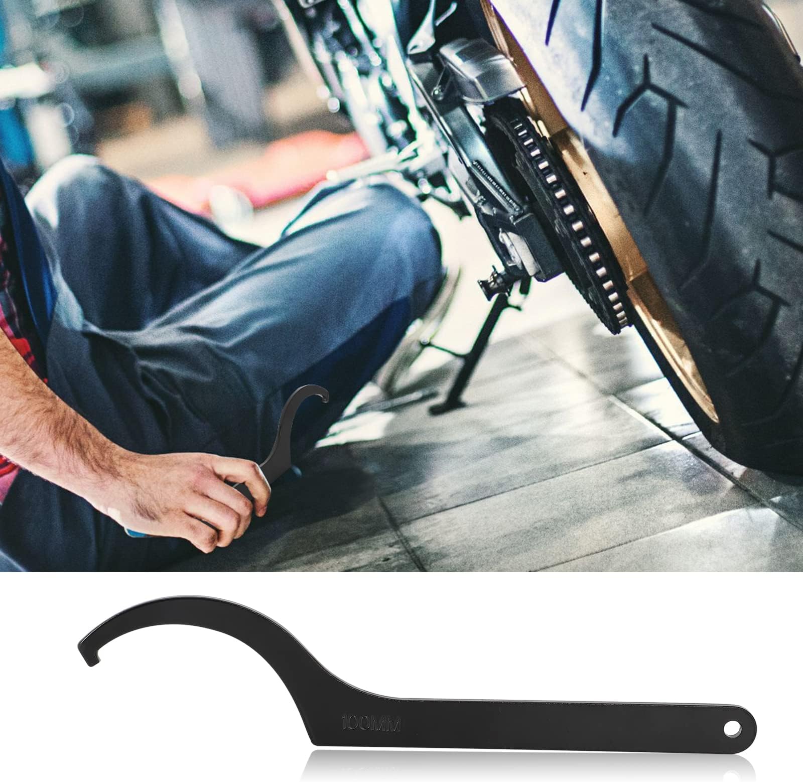 Alpha Rider C Spanner Tool Adjustable Hook Wrench for Ducati 748 848 916 996 1098 1198 1199 1299 V4 Hypermotard 796 821 1100 Monster with Single-Sided Axle Swingarm