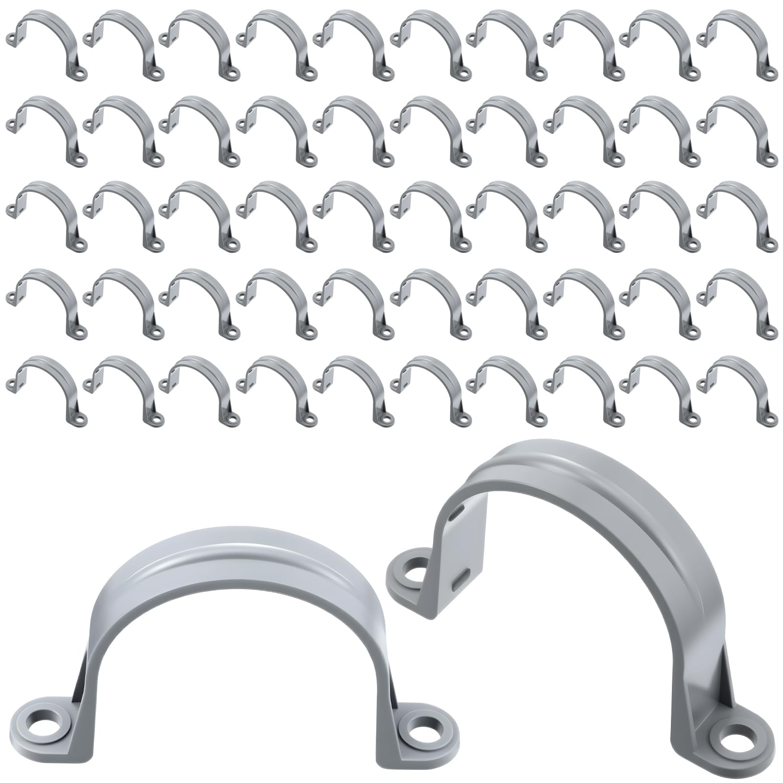 Demissle PVC Conduit Clamp 2 Hole Strap U Clip Cable, 50 Pcs, 2 Inch