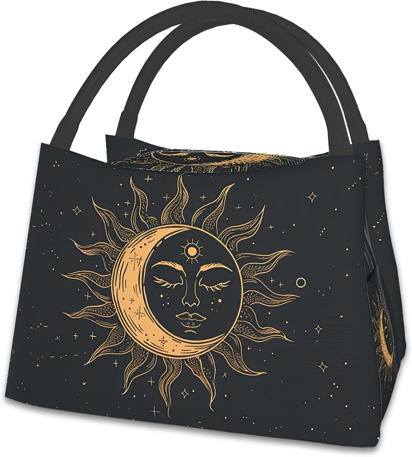 Kids Lunch Bag, Boho Moon Sun Insulated Lunch Box for Women, Cute Reusable Large Capacity Cooler Lunch Tote Bag for Work Office Travel Picnic