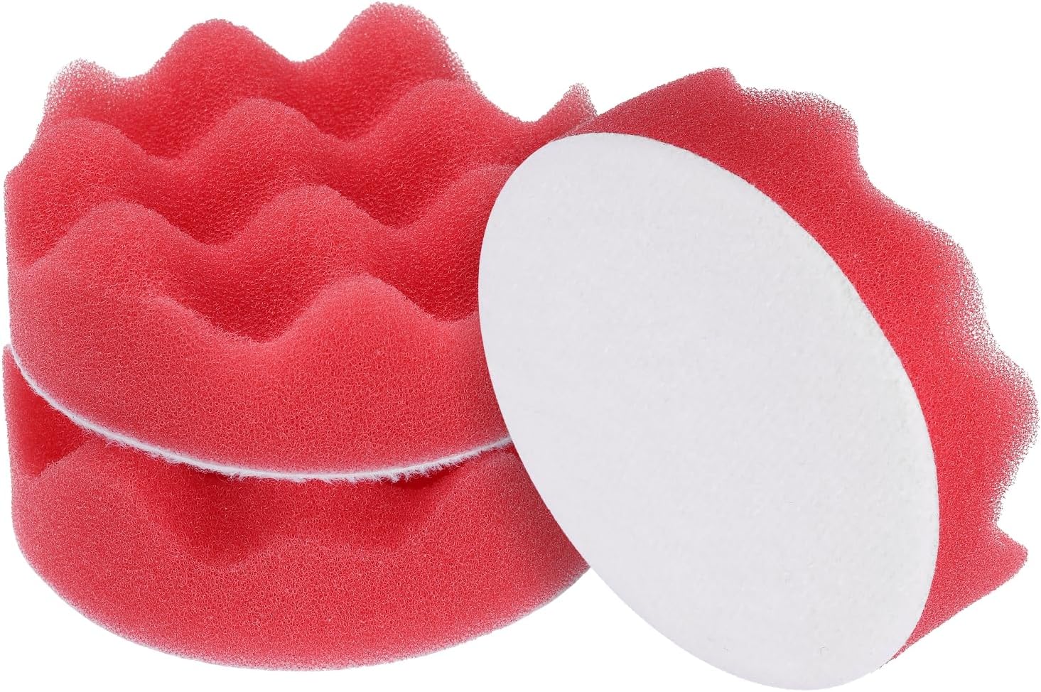 HARFINGTON 3pcs Buffing Sponge Pads 7" Polishing Wheel Waffle Finishing Grip Pad Car Buffer Polisher with Hook and Loop Back for Car Detailing Polishing Waxing, Blue