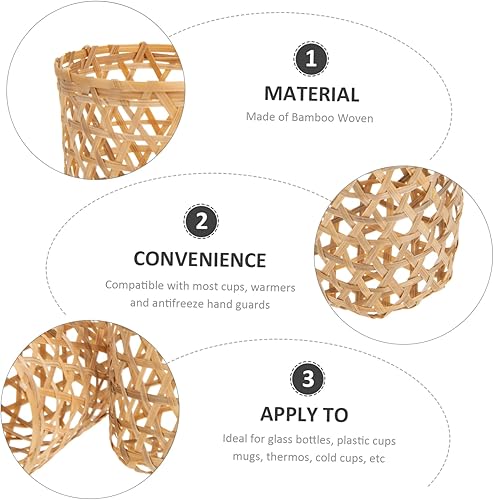 Miniatura 9 de BESTonZON 2 fundas de bambú para tazas de vidrio, decoración de vidrio, vaso de café, jarrón de ratán, centros de mesa de boda para mesas jarrones a