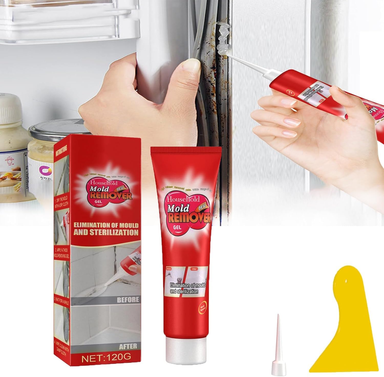 Cleaner Remover Gel, Mould Magic Extreme Gel, Magic Mould Remover, Powerful Mold Remover, Cleaning Home Tile Bathtub Remover Gel, Quick Cleaning Solution for Wall Tiles, Grout, and Sink (1)