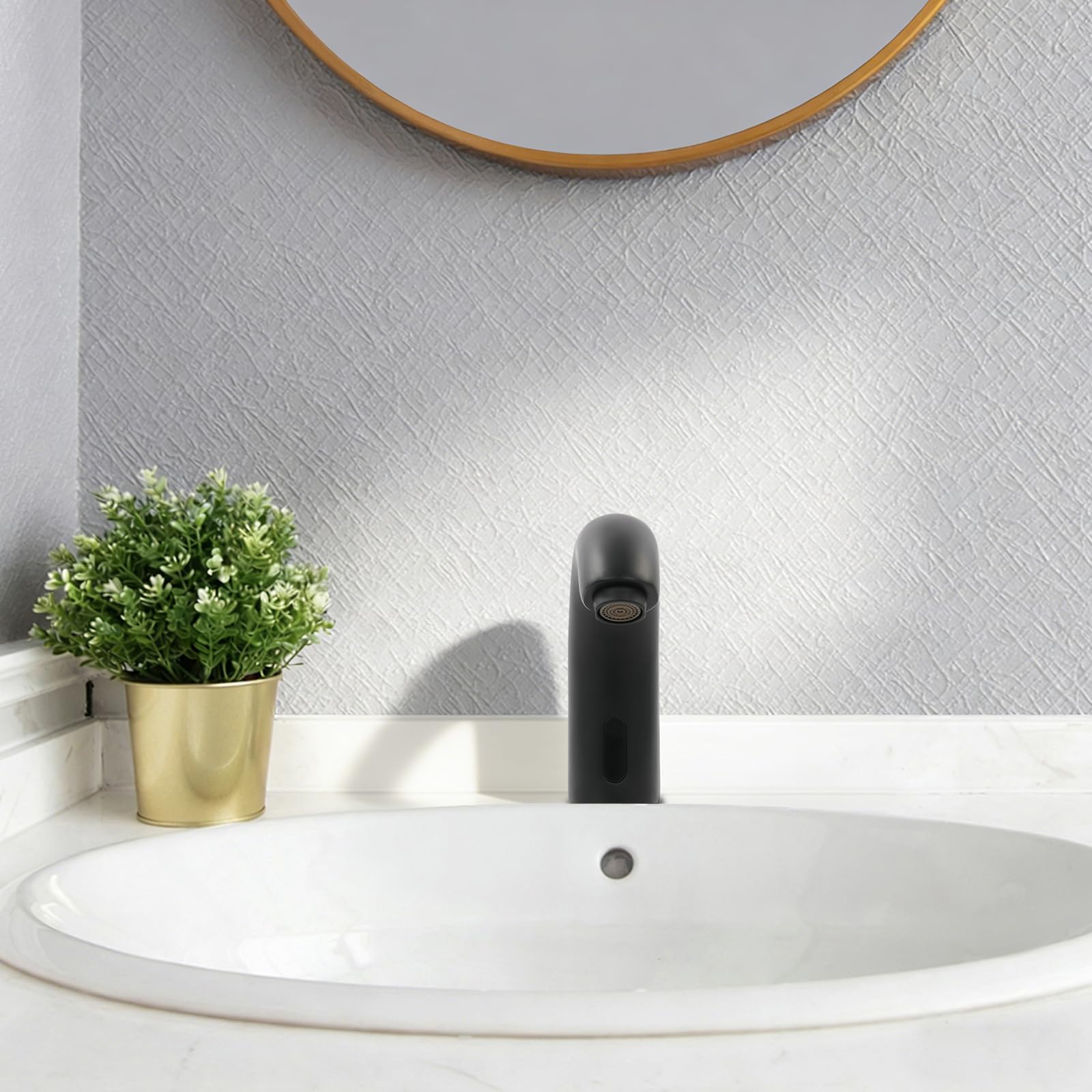 Rubinetto automatico con sensore a infrarossi, rubinetto a infrarossi, senza contatto, 11 cm, per bagno, hotel, ufficio, nero