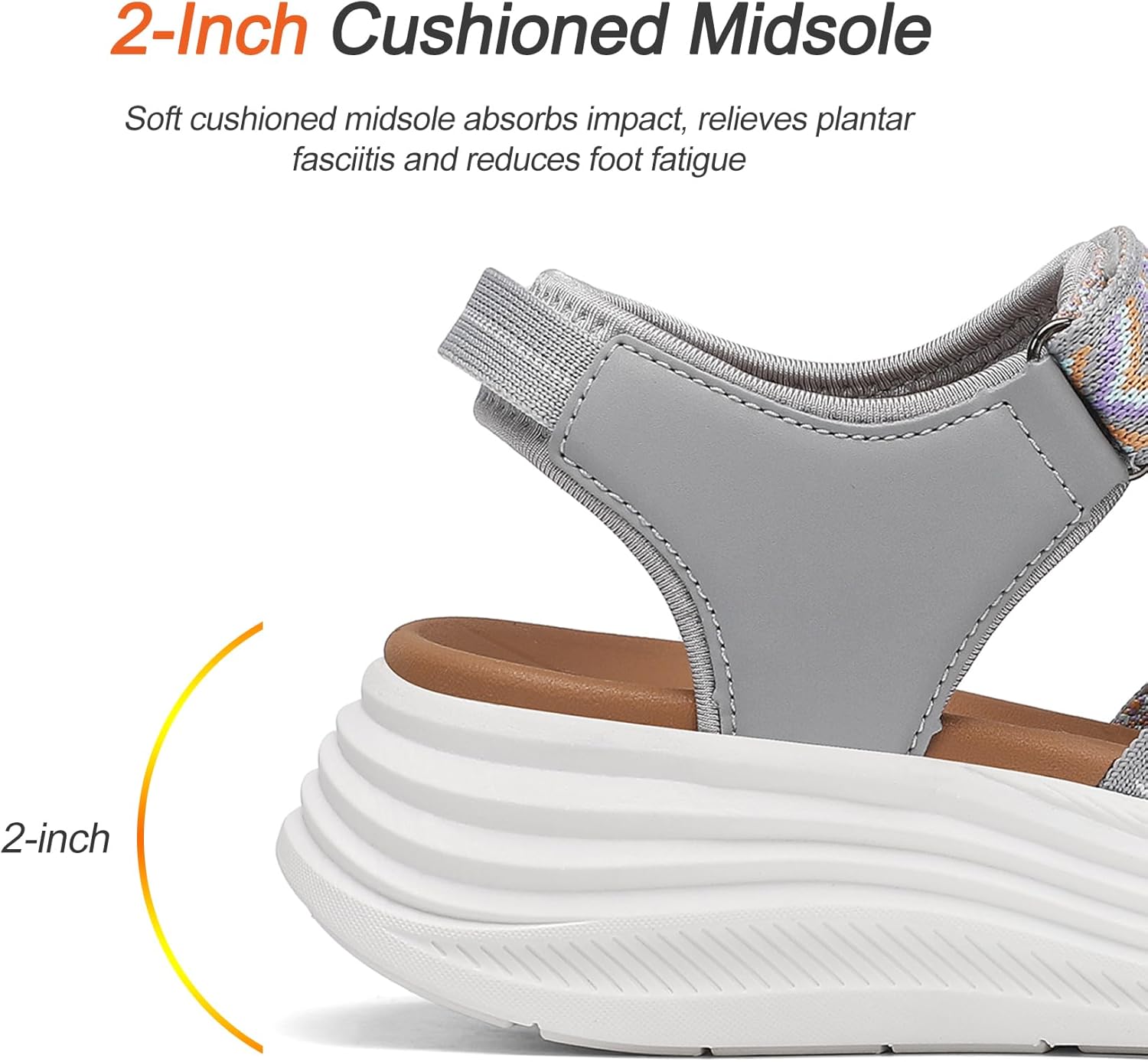 Dannto Women's Comfortable Walking Sandals with Arch Support Elastic Strap Cushioned Midsole Platform for Casual Summer Fashion Sandal