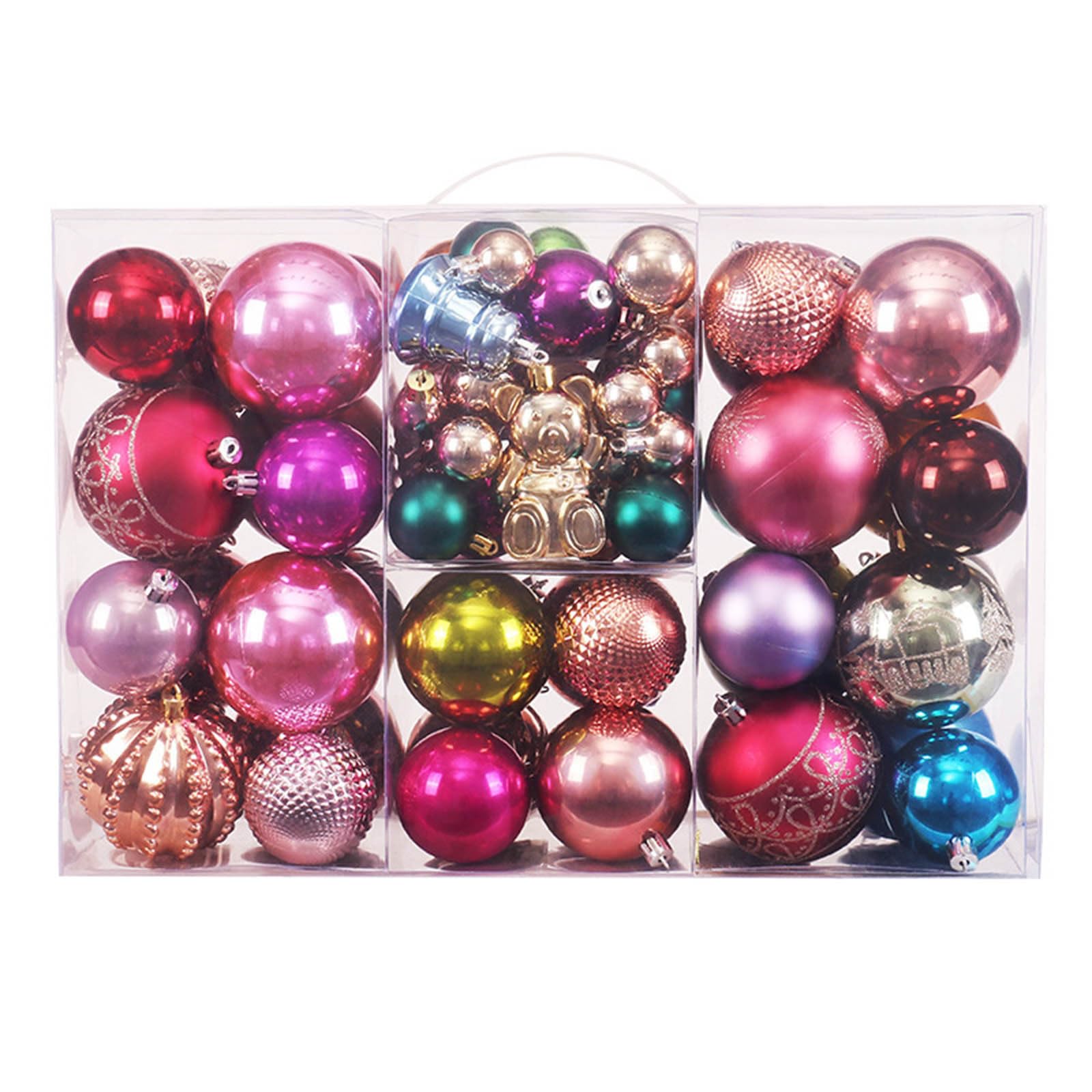 Photo 1 of [stock photo for reference only]
76pcs Christmas Colorful Plastic Ball Decorations Set, Xmas Foam Christmas Ball 