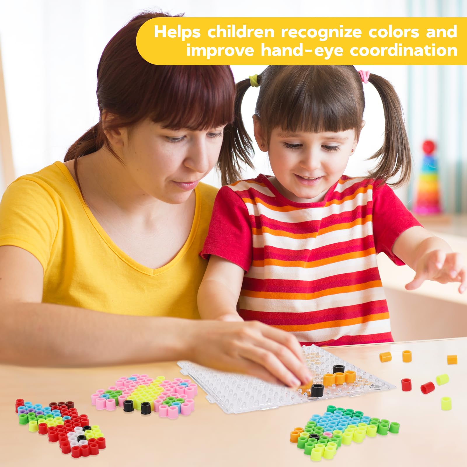 Kuvarix Perle a Repasser 10mm Motifs Circulation, Grosse Perles a Repasser XL pour Enfants à Partir de 3 Ans, avec Modèles de Véhicules, Papier à Repasser, Plaque et Cordons