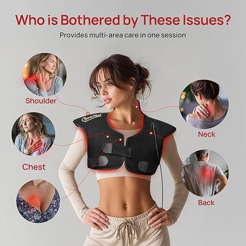 Miniatura 3 de Terapia de luz roja para cuello y hombros, almohadilla de terapia de luz infrarroja cercana para terapia de luz infrarroja para cuerpo superior de