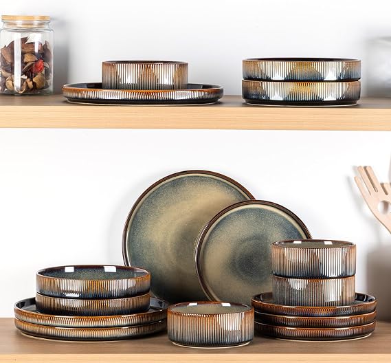 theterra Ceramic Dinner Plates Set of 6, 10.25 Inch Dinnerware Plates | Ceramic Plates, Oven & Microwave & Dishwasher Safe, Perfect for Everyday Dining, Cocoa Mocha