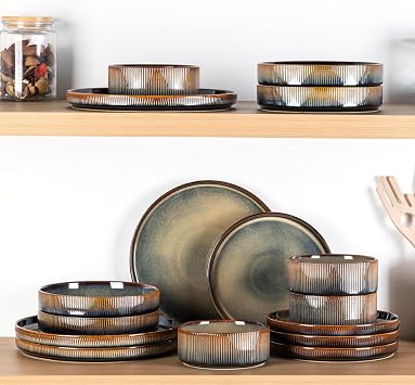 theterra Ceramic Dinner Plates Set of 6, 10.25 Inch Dinnerware Plates | Ceramic Plates, Oven & Microwave & Dishwasher Safe, Perfect for Everyday Dining, Cocoa Mocha