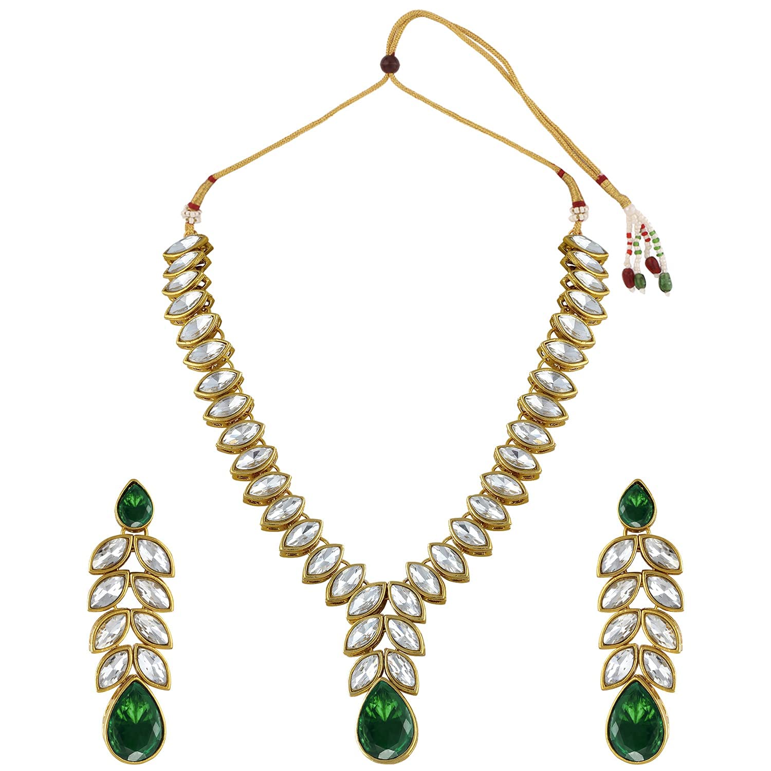 I Jewels 18K Gold Plated Traditional Blue Stone Studded Necklace Jewellery Set with Dangle Earrings For Women and Girls (IJ364G) (B0BXDBFMZL) Amazon Price History, Amazon Price Tracker