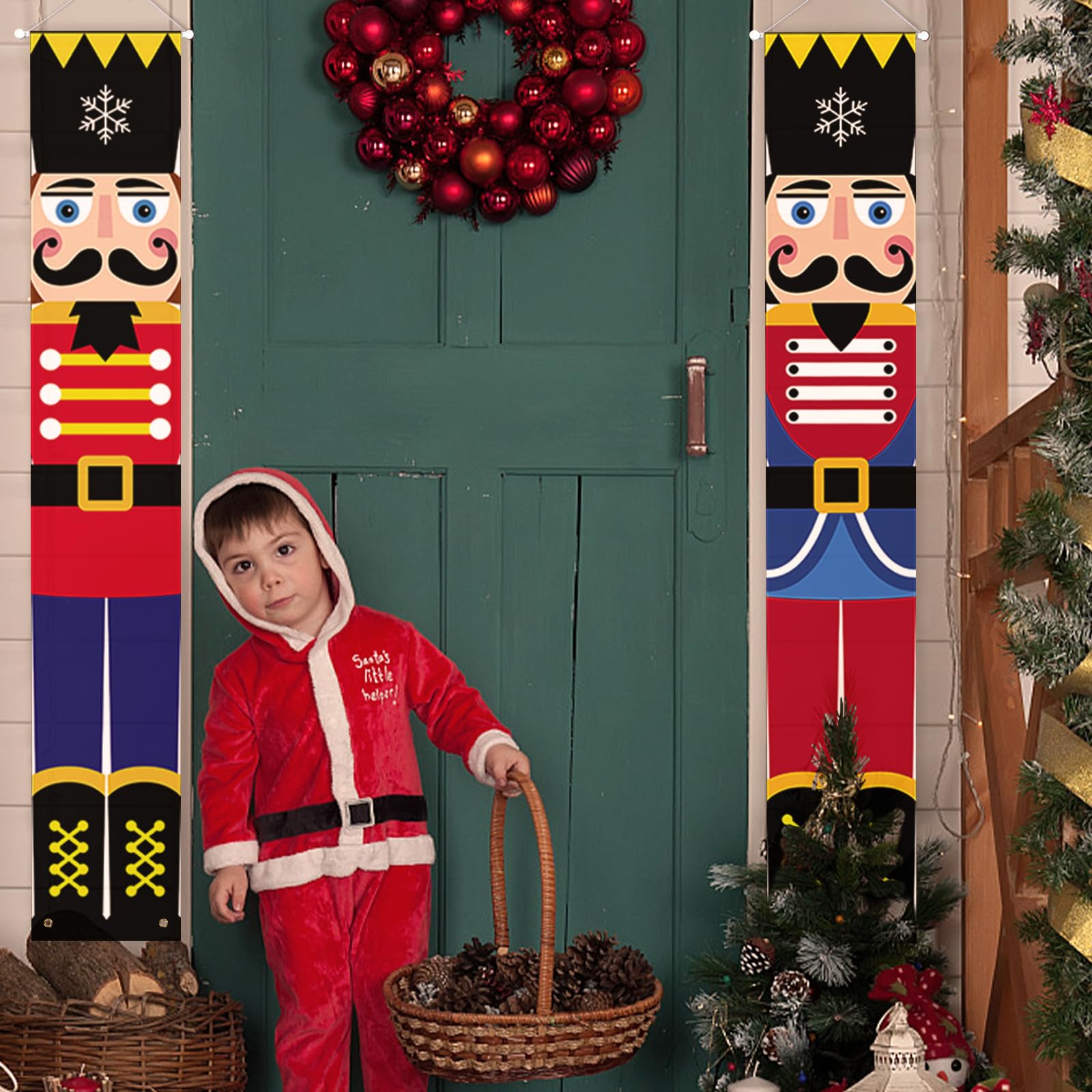 Nutcracker Soldier Hanging Banners for Christmas Indoor Outdoor Door Decorations