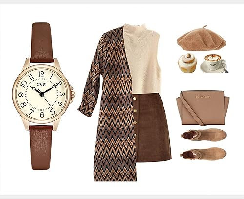 Miniatura 7 de TOOCAT Reloj de pulsera para mujer, ultrafino, elegante, simple, de cuarzo, con correa de cuero, resistente al agua, analógico, para mujeres,